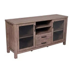 Emma and Oliver Engineered Wood Buffet Sideboard Storage Cabinet for Kitchen/Dining Room with Open Shelf, 2 Drawers, and 2 Tempered Glass Doors