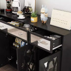 Famapy 55.1 Wide 3 Drawer Sideboard with Modern Design Cabinet Mirror Sideboard Buffet Cabinet Buffet