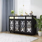 Famapy 55.1 Wide 3 Drawer Sideboard with Modern Design Cabinet Mirror Sideboard Buffet Cabinet Buffet