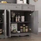 Famapy Gray Moire 61.2 Wide 3 Drawer Sideboard with Modern Design Buffet Hutch Storage Pantry Cabinet Sideboard Storage Cabinet