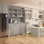 Famapy Gray Moire 61.2 Wide 3 Drawer Sideboard with Modern Design Buffet Hutch Storage Pantry Cabinet Sideboard Storage Cabinet