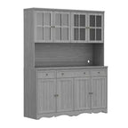 Famapy Gray Moire 61.2 Wide 3 Drawer Sideboard with Modern Design Buffet Hutch Storage Pantry Cabinet Sideboard Storage Cabinet