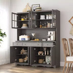 Famapy Gray Moire 61.2 Wide 3 Drawer Sideboard with Modern Design Buffet Hutch Storage Pantry Cabinet Sideboard Storage Cabinet