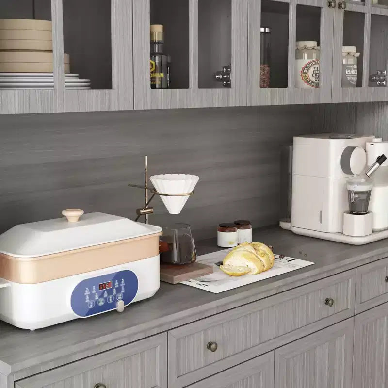 Famapy Gray Moire 61.2 Wide 3 Drawer Sideboard with Modern Design Buffet Hutch Storage Pantry Cabinet Sideboard Storage Cabinet
