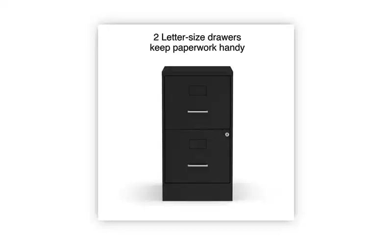 Alera Soho Vertical File Cabinet, 2 Drawers: File/File, Letter, Black, 14 x 18 x 24.1