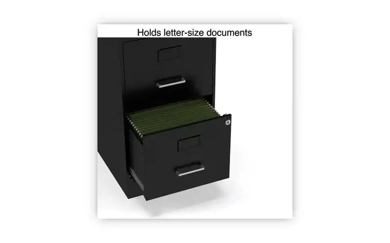 Alera Soho Vertical File Cabinet, 2 Drawers: File/File, Letter, Black, 14 x 18 x 24.1