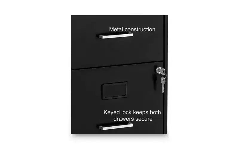Alera Soho Vertical File Cabinet, 2 Drawers: File/File, Letter, Black, 14 x 18 x 24.1
