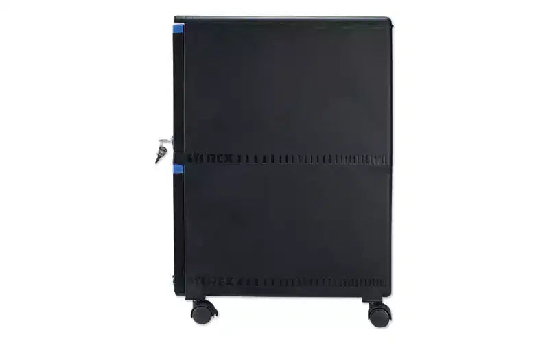 Storex Two-Drawer Mobile Filing Cabinet, 2 Legal/Letter-Size File Drawers, Black/Blue, 14.75 x 18.25 x 26