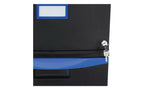 Storex Two-Drawer Mobile Filing Cabinet, 2 Legal/Letter-Size File Drawers, Black/Blue, 14.75 x 18.25 x 26