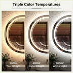 Keonjinn LED Round Bathroom Vanity Wall Mirror, 3 Color Temperatures Dimmable