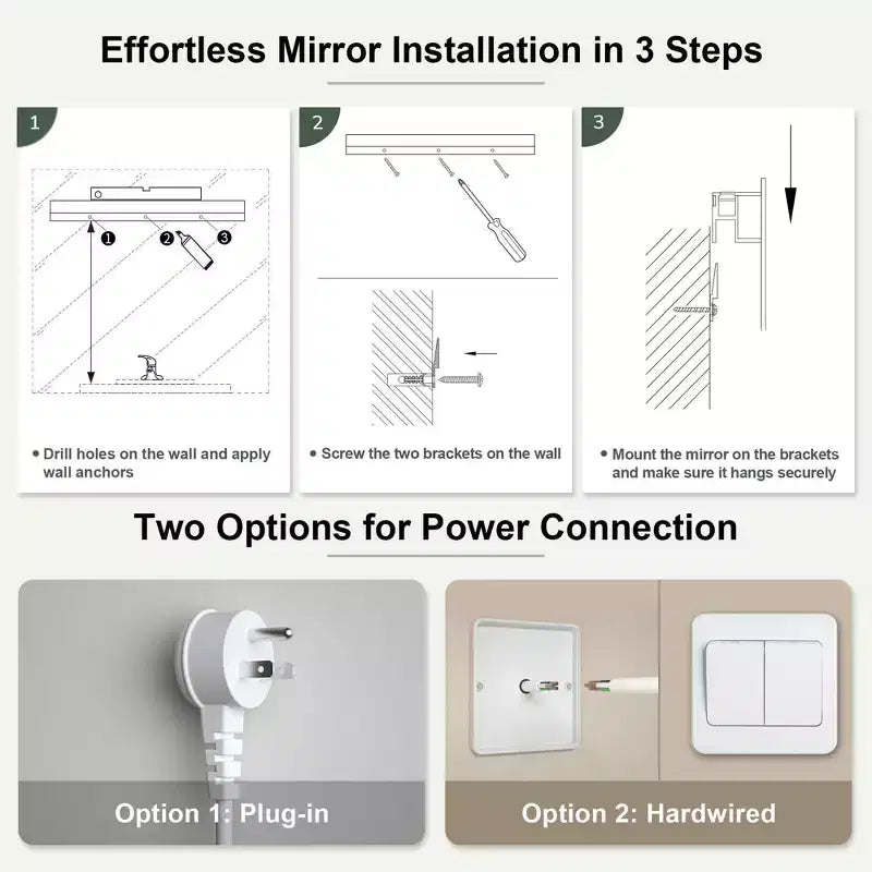 Keonjinn LED Round Bathroom Vanity Wall Mirror, 3 Color Temperatures Dimmable