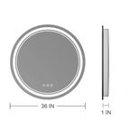 Keonjinn LED Round Bathroom Vanity Wall Mirror, 3 Color Temperatures Dimmable