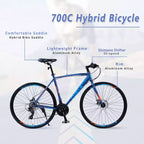 Bici da Strada con Trasmissione a 24 Velocità, Bici da 700C con Freni a Disco, Bici da Città Leggera con Telaio in Lega di Alluminio, Bici Ibrida da Strada