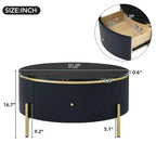 31.5 Modern Round Coffee Table, Accent Table with Marble Pattern Tabletop, Center Sofa Table for Living Room Apartment Office Balcony