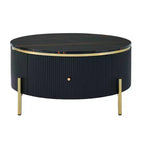 31.5 Modern Round Coffee Table, Accent Table with Marble Pattern Tabletop, Center Sofa Table for Living Room Apartment Office Balcony