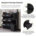Shoe Cabinet with 3 Flip Drawers, Free Standing Shoe Organizer with Pull-down Seat, Hidden Shoe Storage Cabinet for Hallway Living Room