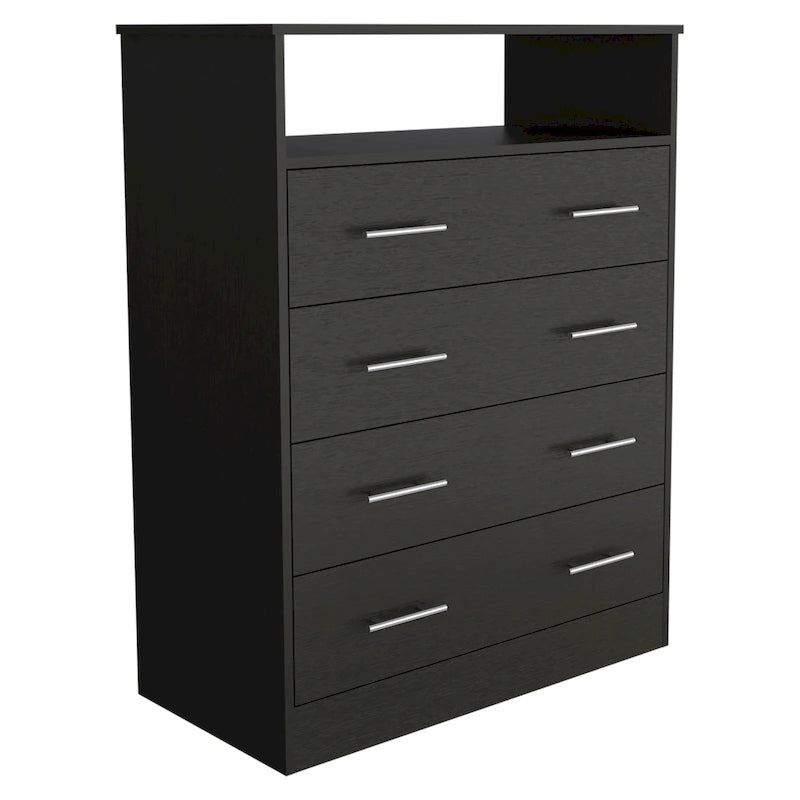 Black 4-Drawer Dresser - 33" Wide Storage Cabinet