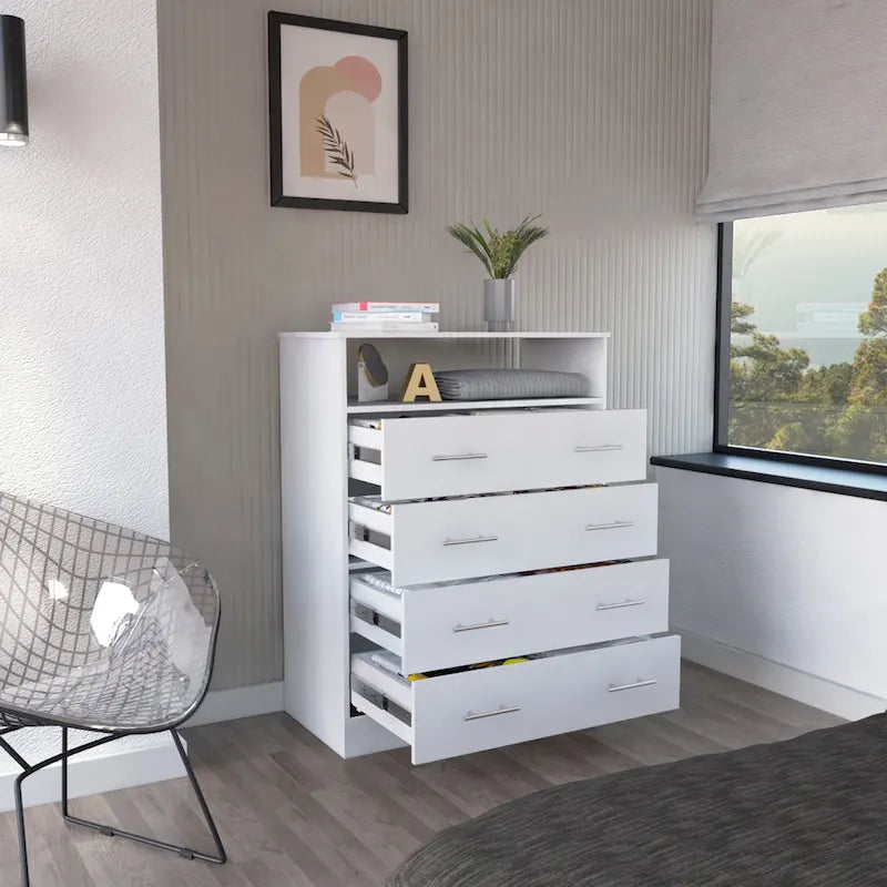 Black 4-Drawer Dresser - 33" Wide Storage Cabinet