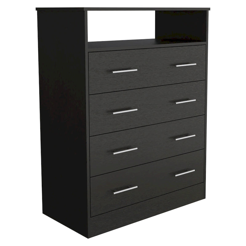 Black 4-Drawer Dresser - 33" Wide Storage Cabinet