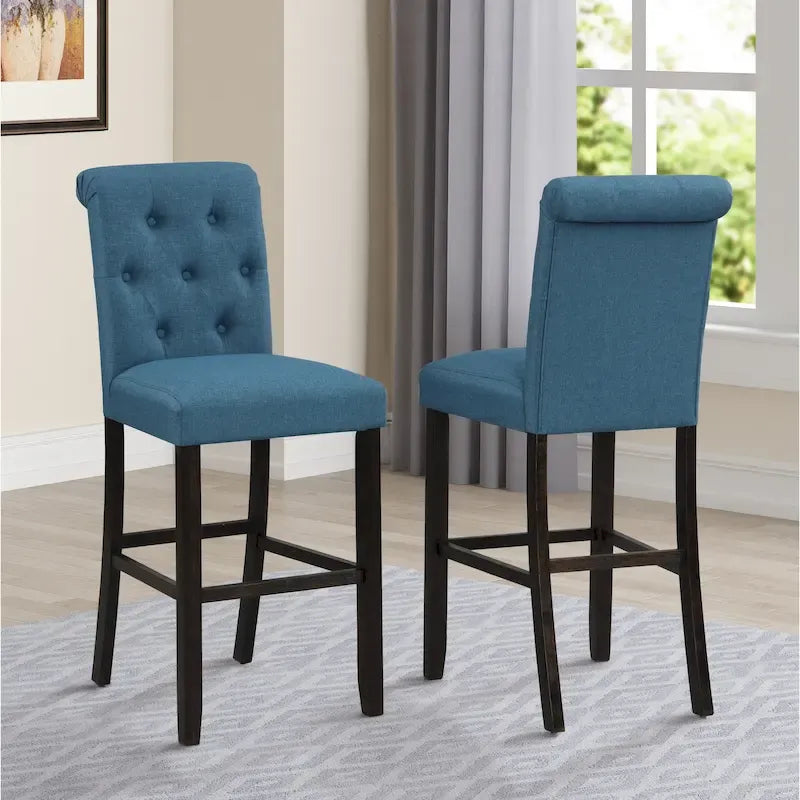 Sgabello da bar Roundhill Furniture Leviton in legno massello trapuntato Asons, set da 2