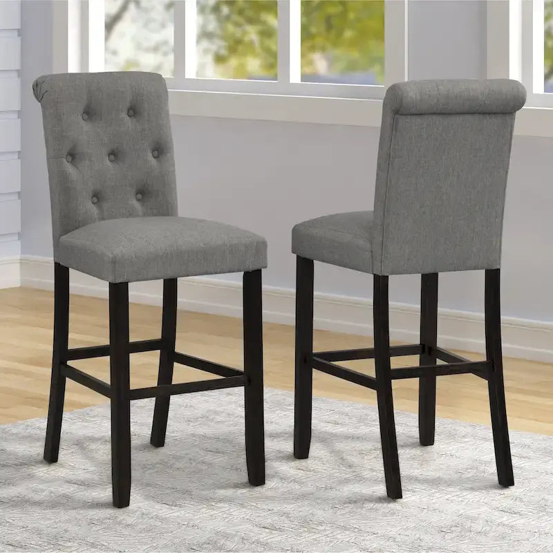Sgabello da bar Roundhill Furniture Leviton in legno massello trapuntato Asons, set da 2