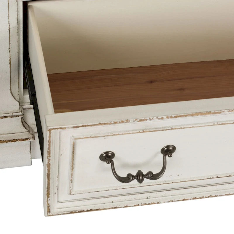 Cassettiera The Gray Barn Abbey Park con 7 cassetti, marrone invecchiato e bianco antico