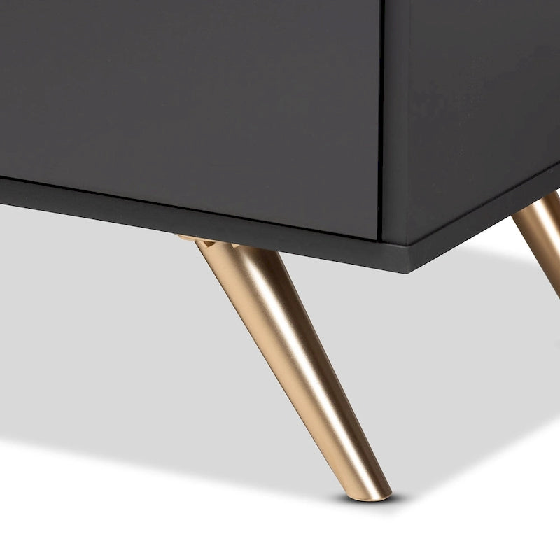 Cassettiera Kelson in legno grigio scuro e oro con 5 cassetti