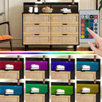 43-inch Wide 6-Drawer Dresser Cabinet with LED and Power Outlet