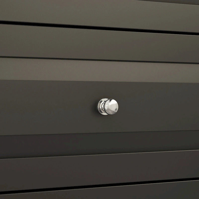 Black 5-Drawer Dresser with Wood Legs