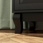 Comò nero a 5 cassetti con gambe in legno