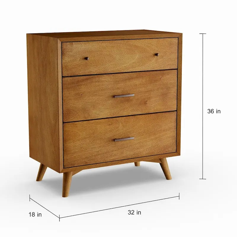 Cassettiera in legno a 3 cassetti - Stile Mid-Century Bianco/Marrone