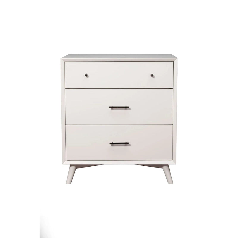 Cassettiera in legno a 3 cassetti - Stile Mid-Century Bianco/Marrone