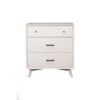 Cassettiera in legno a 3 cassetti - Stile Mid-Century Bianco/Marrone