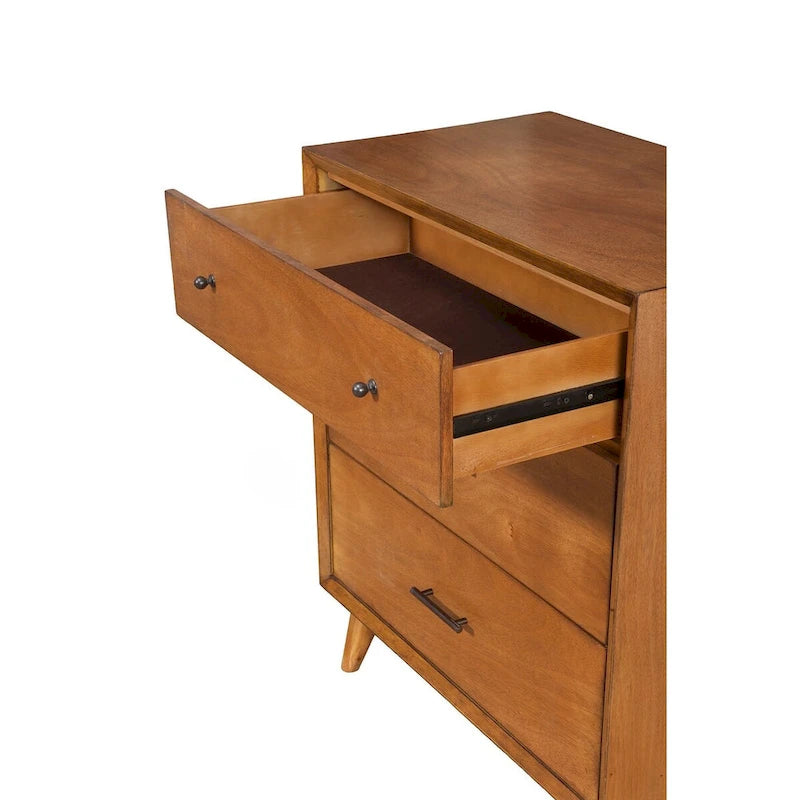 Cassettiera in legno a 3 cassetti - Stile Mid-Century Bianco/Marrone