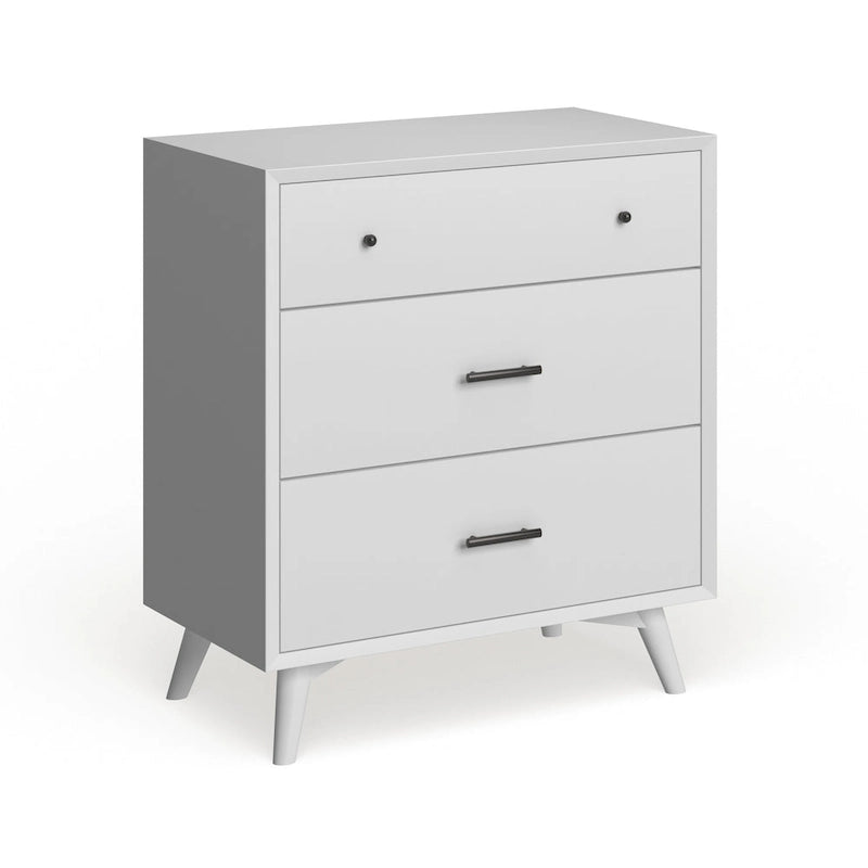 Cassettiera in legno a 3 cassetti - Stile Mid-Century Bianco/Marrone
