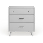 Cassettiera in legno a 3 cassetti - Stile Mid-Century Bianco/Marrone