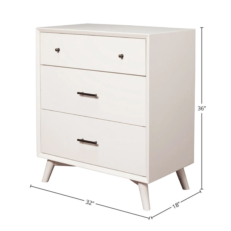 Cassettiera in legno a 3 cassetti - Stile Mid-Century Bianco/Marrone