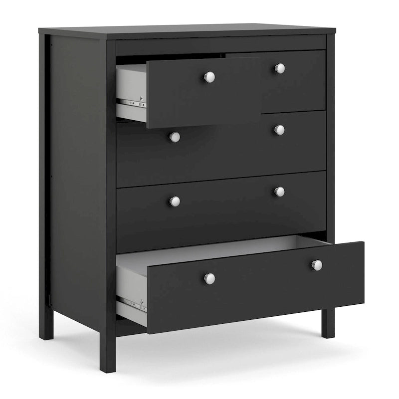 Grey 5-Drawer Chest with Leather Handles
