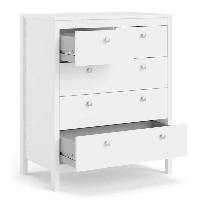 Grey 5-Drawer Chest with Leather Handles