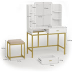 Tocador Blanco con Specchio a LED e Sgabello Imbottito