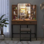 Tocador Blanco con Specchio a LED e Sgabello Imbottito