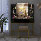 Tocador Blanco con Specchio a LED e Sgabello Imbottito