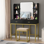 Tocador Blanco con Specchio a LED e Sgabello Imbottito