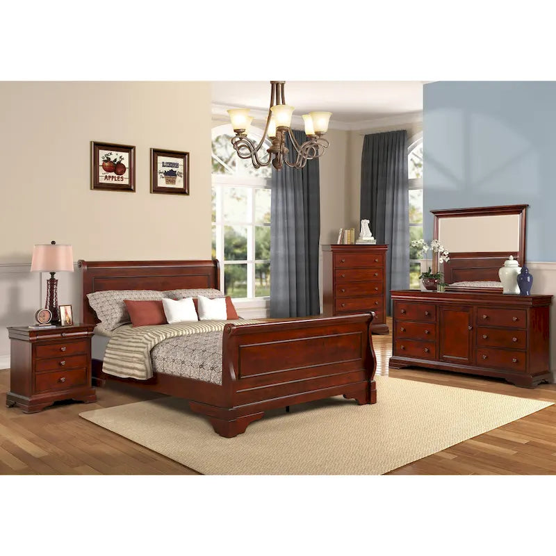 Cassettiera Rodgers Bordeaux a 5 cassetti New Classic Furniture con piano sollevabile