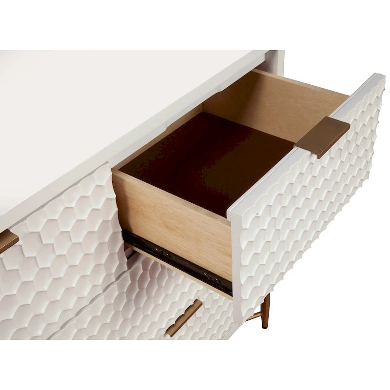 Mobile TV Origins di Alpine White Pearl Wood da 64 pollici in bianco