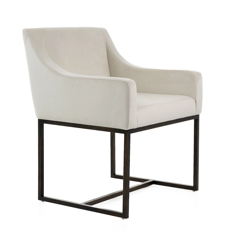 Sedia da pranzo moderna Modrest Elijah beige e rame con finitura in ottone anticato