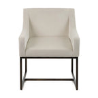 Sedia da pranzo moderna Modrest Elijah beige e rame con finitura in ottone anticato