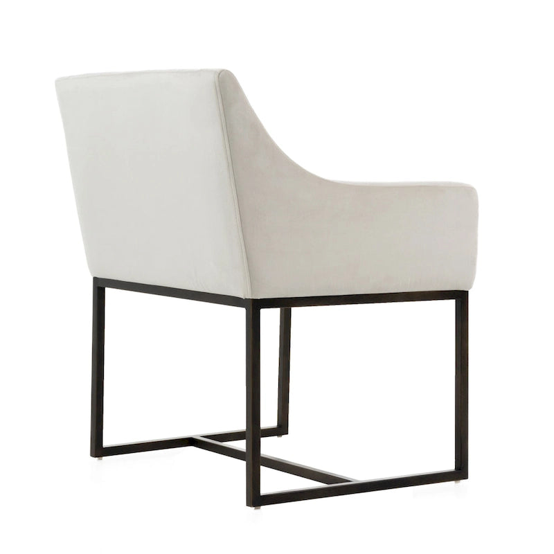 Sedia da pranzo moderna Modrest Elijah beige e rame con finitura in ottone anticato