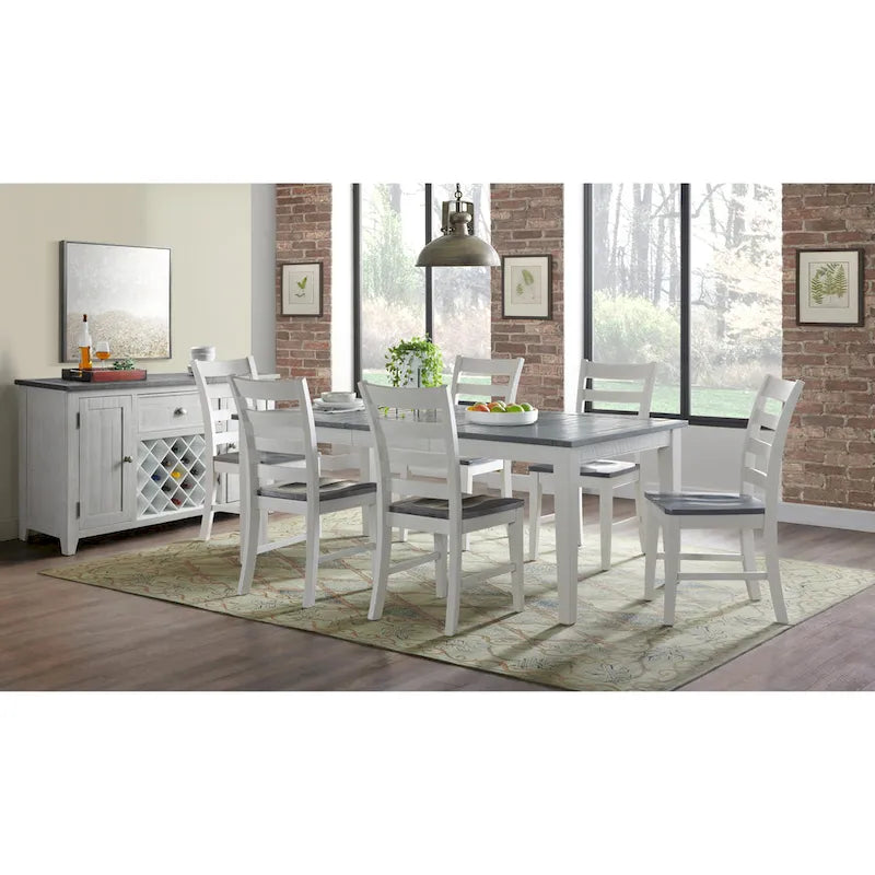 Sedia da pranzo Monterey in legno massiccio (set di 2), finitura bianco anticato e grigio di Martin Svensson Home
