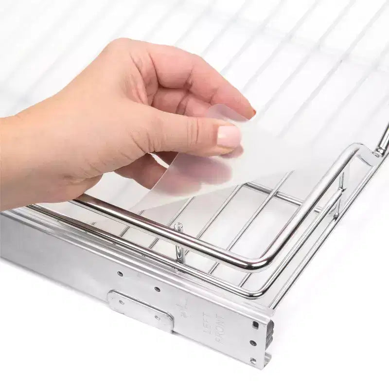Hold N Storage - Hard plastic shelf liner for pull out shelf, fits same size pull out cabinet organizers - Clear frosted shelf protector